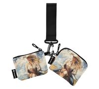 Western Cowgirl - Portamonete doppio porta carte di credito, portafoglio sottile staccabile con portachiavi, per donne e uomini, confezione da 2, Multicolore, 4.13"(L) x 3.5"(W), Accessorio da viaggio