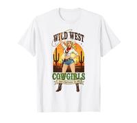 Western Cowgirl retrò Bionda Lazo Frontiera Sassy Sexy Maglietta