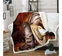 Western Decor - Coperta in pile stile cowboy, stile retrò, motivo: selvaggio west, coperta sherpa, per divano e adolescenti, design grunge, 127 x 152 cm