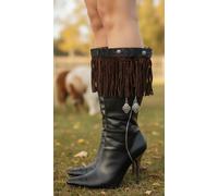 Western Donna Stivali Invernali Toppers Marrone Lungo Frange Fiore Pendente Boho