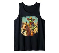 Western Frog Cowboy Cavallo Bandito Sceriffo Vintage Grafica Canotta