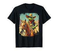 Western Frog Cowboy Cavallo Bandito Sceriffo Vintage Grafica Maglietta