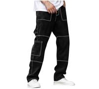Western Gamba Dritta Pianura Gamba Lunga Cargo Sport Palestra Jogger per Uomo Autunno Estate Denim Pantaloni Jeans Uomo 2025 Trendy, L-676 Nero, M