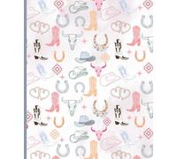 Western Girl Composition Notebook | cute boots, hats, horseshoes, and cow skulls for teen journal | Perfect back to school writing or gifts | Wide Ruled | 7.5x9.25 | 120 pages|