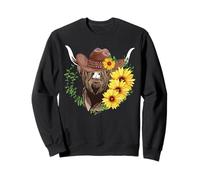 Western Highland - Cappello da Cowboy con Girasoli e Mucca, Stile Rustico Felpa