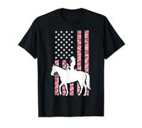 Western Horse Girl American Flag Cowgirl Patriotic USA Rodeo Maglietta