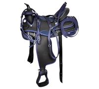 Western Horse Saddle sintetico Pleasure Trail Barrel Racing Tack set nero 25,4 cm a 45,7 cm Seat 015 (38,1 cm Seat)