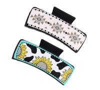 Western Print Hair Clips | Square Hair Fixed Claw Clip | Cowboy Design Hair Clips | Strong Hold Jaw Clips | Classic Hair Claw Clips Stylish Western Print Design For Datings, Night Out, Daily Use