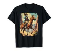 Western Raccoon Cowboy Cavallo Bandito Sceriffo Grafica Vintage Maglietta