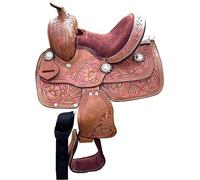 Western - Sella per bambini Pleasure Trail con sedile in pelle scamosciata, set di puntine per cavallo con strumenti floreali, sella da corsa 25,4 cm, 27,9 cm, 30,5 cm, 33 cm (sedile da 33 cm)