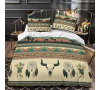 Western Silhouette copripiumino stampa 3D microfibra traspirante 3 Pezzi con federa Native American Set Di Copripiumino cerniera nascosta ultra morbido e traspirante for ragazze Double（200x200cm）