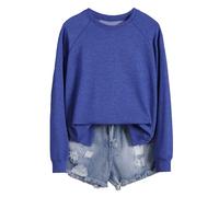 Western Solid Felpe per le Donne Y2K Autunno Loose Fit Abiti Carino Plus Size Top Soft Fashion Trendy Ladies Felpe Anime Pullover Felpe 2025 Workou Cool Comfort, Blu, M
