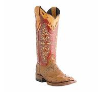 Western - Stivali da donna, vintage, Chunky Heel Cowgirl Cowboy a metà polpaccio con punta quadrata, in pelle ricamata, stivali da equitazione