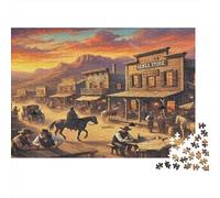 Western Town Scene 1000 Pezzi Cartone Extra Spesso Puzzle Fai Da Te Per Adulti E Bambini Da 12 Anni Gioco Di Famiglia Divertente E Impegnativo 38x26cm/1000pcs