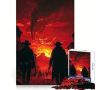 Western Town Showdown at Sunset Puzzle da 1000 pezzi per adolescenti Smart Training Cozy Passatempo Taglio perfetto Sorpresa di compleanno (38x26cm)