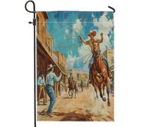 Western Town Yard - Bandiera da giardino da cowboy Wild West, colore marrone chiaro, decorazione per feste all'aperto, 30,5 x 45,7 cm