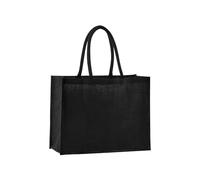 Westford - Borsa tote classica in iuta naturale inamidata - nero/nero - Borsa per uomo e donna - Taglia unica - Borsa shopper, borsa da viaggio, borsa da palestra, nero/nero, 42 x 33 x 19 cm