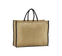 Westford - Borsa tote in iuta naturale inamidata - naturale/nera - Borsa per uomo e donna - Borsa shopper taglia unica, borsa da viaggio, borsa da palestra, Naturale/nero., 42.5 x 55.5 x 21 cm