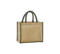 Westford Mill - Natural starched jute midi tote - Natural/Olive Green - One size