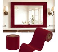 WESTICK Bordo autoadesivo in velluto rosso bordeaux con cornice a specchio, bordo per bacheca, 9,9 x 1000,8 cm, stile vintage, in velluto, per bagno, comò, aula