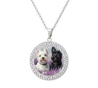 Westie and Scottie - Collana da donna con ciondolo a forma di cane dipinto con diamanti rotondi, idea regalo per compleanno da uomo, Misura unica, Metallo