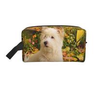 Westie Autumn West Highland White Terrier Cani Organizer per cosmetici di grande capacità, Borsa da viaggio per il trucco da donna