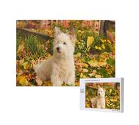 Westie Autumn West Highland White Terrier Cani,Puzzle in legno da 1000 pezzi per famiglie, puzzle per adulti e adolescenti