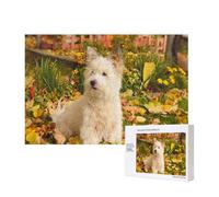 Westie Autumn West Highland White Terrier Cani,Puzzle in legno da 300 pezzi per famiglie, per adulti e adolescenti, decorazioni per la casa