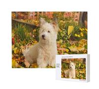 Westie Autumn West Highland White Terrier Cani,Puzzle in legno da 500 pezzi, gioco di famiglia, puzzle per adulti e adolescenti, decorazioni per la casa