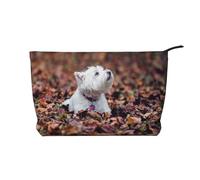 Westie Bokeh West Highland White Terrier Cani, Borsa per cosmetici in velluto a coste Borsa per il trucco Borsa da viaggio portatile