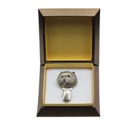 Westie - clip argentata con un cane in una scatola Art Dog IT