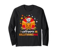 Westie Dog Hallothanksmas Halloween Ringraziamento Natale Maglia a Manica