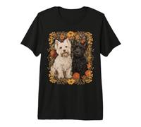 Westie e Scottie in William Morris Style Garden Maglietta Premium