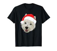 Westie Indossa Un Cappello da Babbo Natale Maglietta