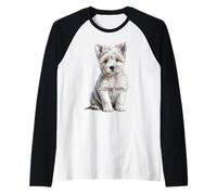 Westie Puppy Sketch Drawing Art Lover Dog Lover Maglia con Maniche Raglan