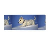 Westie Winter West Highland White Terrier Cani,Tappetino per mouse grande, da scrivania, per tastiera e computer, con base in gomma antiscivolo, 30 x 80 cm