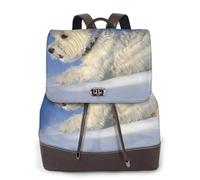 Westie Winter West Highland White Terrier Cani,Zaino da donna, impermeabile, leggero, in pelle PU, alla moda, da viaggio