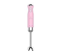 Westinghouse Frullatore a immersione retrò, 4 livelli di velocità, funzione turbo, 2 lame alette, in acciaio inox, manico ergonomico, asta rimovibile, borsa portaoggetti, 600 Watt, rosa
