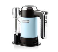 Westinghouse Frullatore manuale retrò, 5 livelli di velocità + funzione turbo, 2 fruste, 2 ganci per impastare, display LCD, timer, base base, custodia, 350 Watt, azzurro