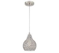 Westinghouse Lighting 61037 - Lampada a sospensione da interno a una luce, finitura in nichel spazzolato con paralume in gioielli di cristallo