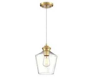 Westinghouse Lighting 6119640 - Tradizionale lampada a sospensione da interno a una luce Ramsey, finitura in ottone champagne, vetro trasparente