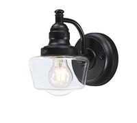 Westinghouse Lighting 6124540 Lampada a Parete da Esterno a Una Luce in Stile Vintage Eddystone, Finitura Nera Opaca, Vetro Trasparente