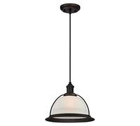 Westinghouse Luce a Sospensione Retro Olio Gommato Bronzo E Latteo Con 1 Lampada