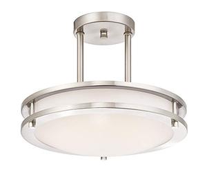 Westinghouse Lighting 64009 Apparecchiatura da soffitto per montaggio semi-rasente da interno, LED dimmerabile, 30 cm, finitura in nichel spazzolato con paralume acrilico bianco
