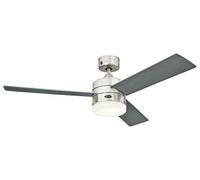 Westinghouse Lighting, 72054 Ventilatore da soffitto in acciaio inox per interni da 122 cm Alta Vista, kit di luce LED dimmerabile con vetro smerigliato opale