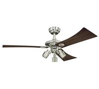Westinghouse Lighting 72119 Audubon Three-Light 122 cm ventilatore a soffitto per interni a tre pale, finitura in nichel spazzolato con faretti
