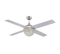 Westinghouse Lighting 72206 - Ventilatore da soffitto contemporaneo Kelcie con luce e telecomando, 132 cm, finitura in nichel spazzolato, paralume con gioielli di cristallo