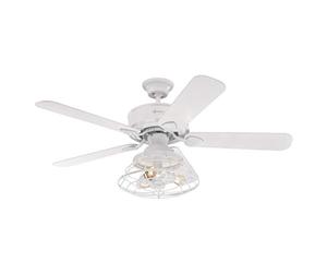 Westinghouse Lighting 7220940 Ventilatori da Soffitto per Interni Barnett da 122 Cm, Kit di Luce LED Dimmerabile con Paralume a Gabbia, Telecomando Incluso 55 W, Bianco