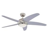 Westinghouse Lighting 72220 Bendan One-Light - Ventilatore a soffitto per interni a cinque pale, Finitura cromo satinato con vetro opalino effetto ghiaccio, Grigio (Argento), 132 cm