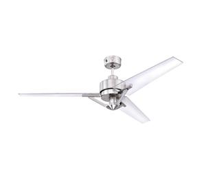 Westinghouse Lighting 72255 - Ventilatore da soffitto industriale e moderno Julien con telecomando, 137 cm, finitura in nichel spazzolato